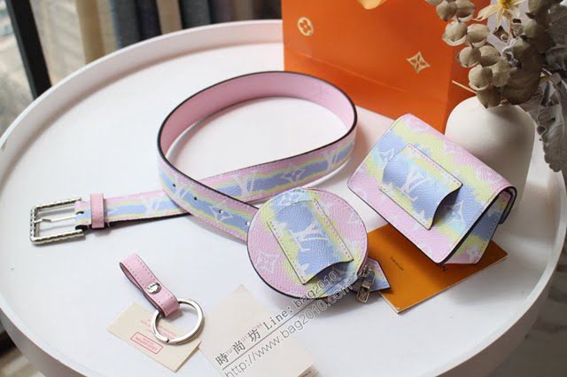 lv皮帶 M0253 LV Daily Multi Pocket 30毫米腰帶 配小包與鑰匙扣 lv女腰帶  lvqb1696